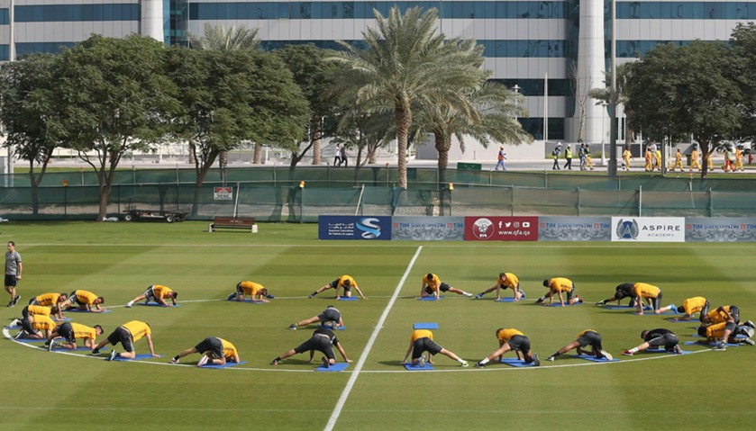 Training before the Italian Super Cup final football match between Juventus and AC Milan