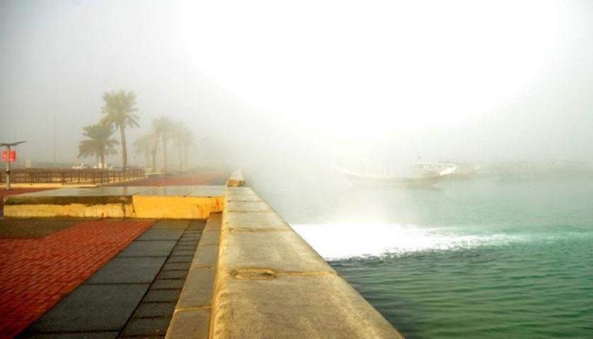 Foggy conditions persisted in Doha on Sunday