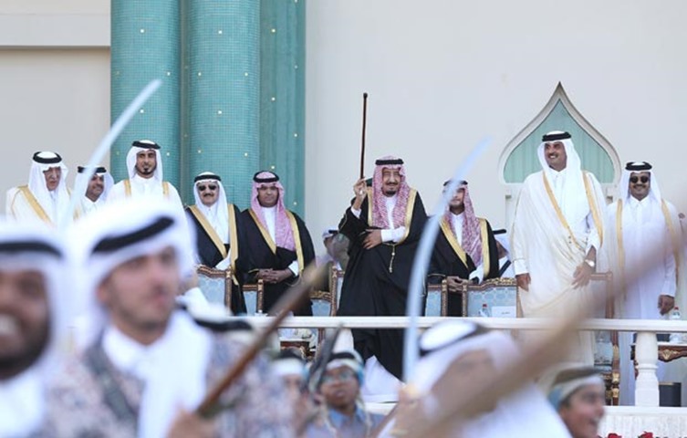King Salman being accorded an official welcome on Monday