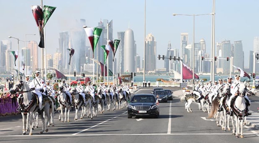 King Salman being accorded an official welcome on Monday