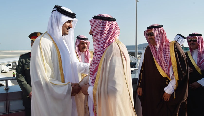 HH the Emir Sheikh Tamim bin Hamad Al-Thani bids farewell to the Saudi delegation at Hamad Airport
