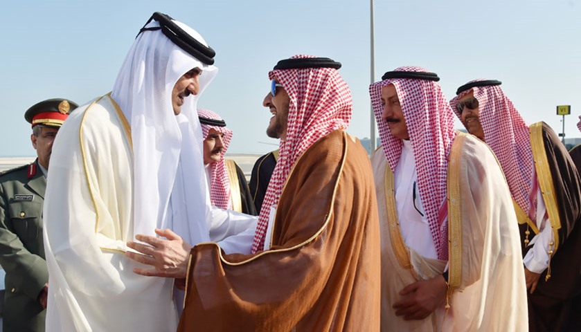 HH the Emir Sheikh Tamim bin Hamad Al-Thani bids farewell to the Saudi delegation at Hamad Airport