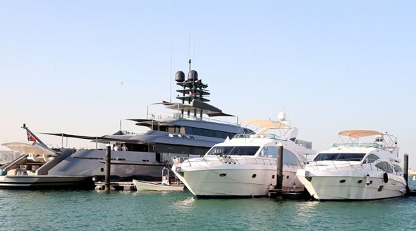 Visitors to the boat show can view an array of luxury yachts from around the world