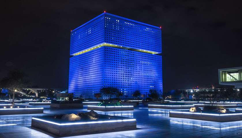 Qatar buildings light up in blue to mark the 70th anniversary of  UDHR