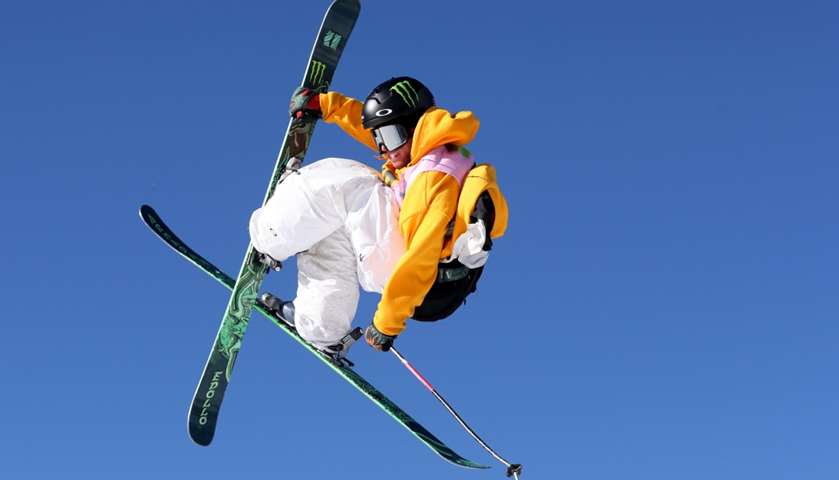 Henrik Harlaut of Sweden competes in the Men\'s Ski Slopestyle Jump Final
