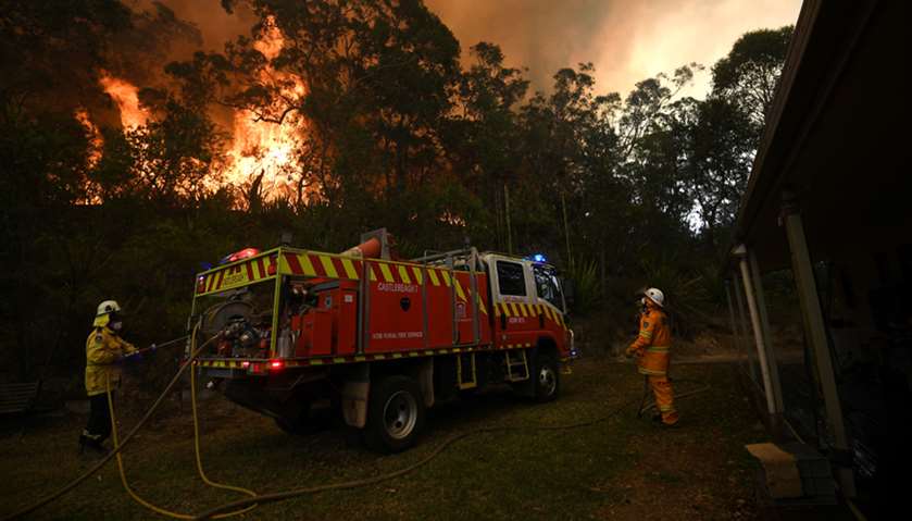 Encroaching bushfires at the Mangrove area in Central Coast Sydney