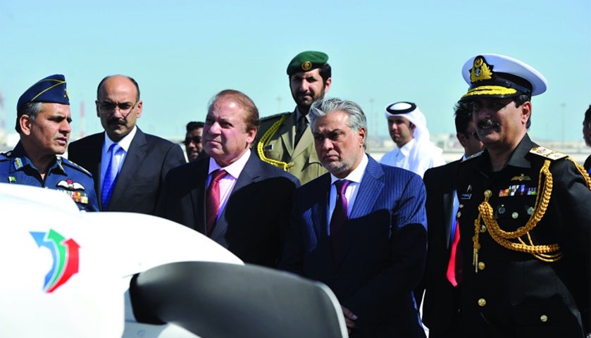 Pakistan Prime Minister Nawaz Sharif watching the airshow