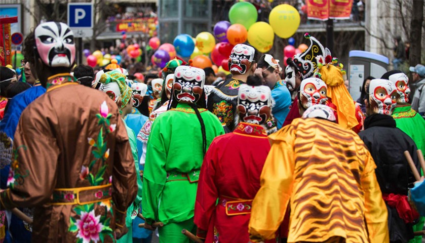 Members of the Chinese community celebrate in Paris