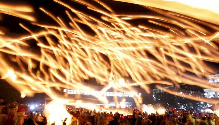 People release sky lanterns ahead of the traditional Chinese Lantern Festival in Pingxi, New Taipei 