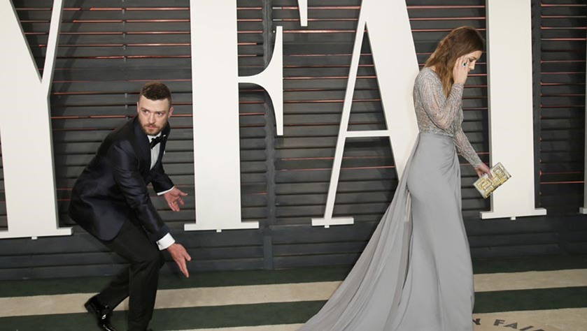 Justin Timberlake and Jessica Biel arrive at the Vanity Fair Oscar Party in Beverly Hills