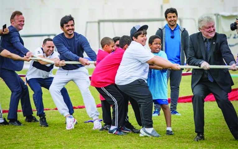 HE Sheikh Joaan bin Hamad al-Thani joins in the National Sport Day activities