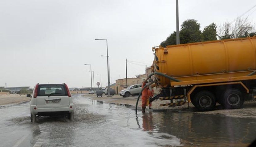 Municipal teams are at work to drain out the water following this week\'s rain
