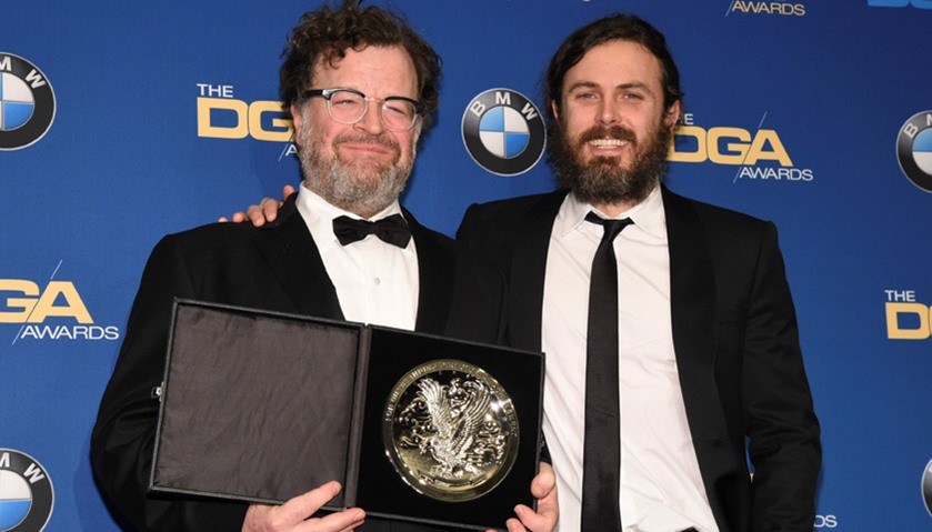 Feature Film Award nominee, Kenneth Lonergan (L), poses for photographers with Casey Affleck (R)
