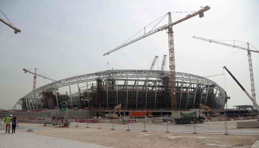 Construction work at Al-Wakrah Stadium, a venue designed by celebrated Iraqi-British architect Zaha 
