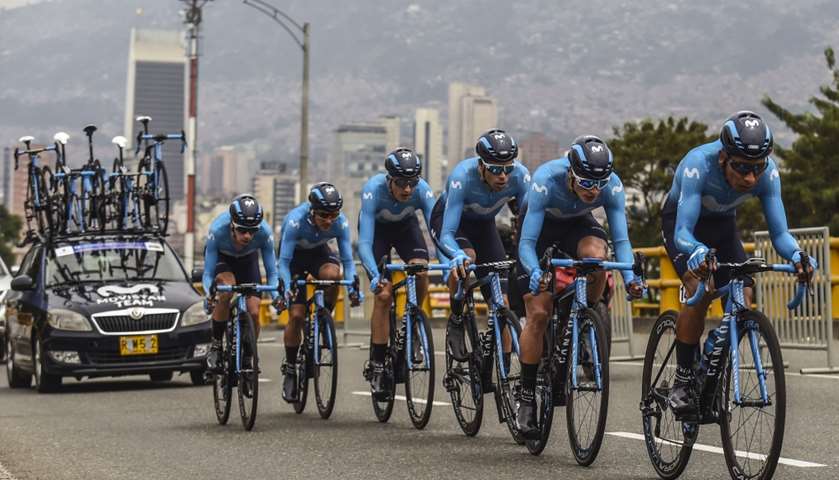 Members of Team Movistar compete