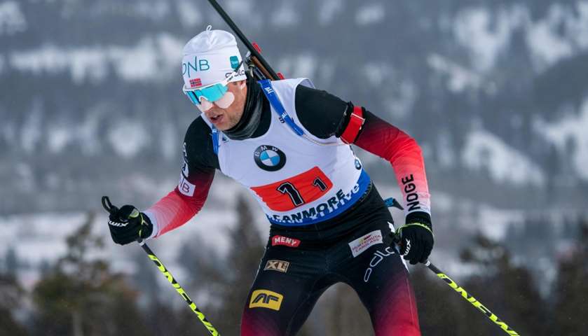 Norway\'s Lars Helge Birkeland competes during the men\'s 4X7.5 km relay