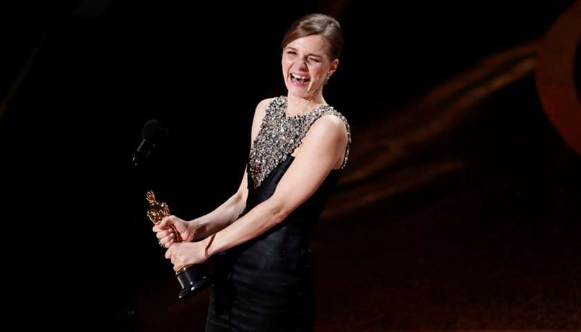 Hildur Gudnadottir accepts the Oscar for Best Original Score for \"Joker\" at the 92nd Academy Awards 