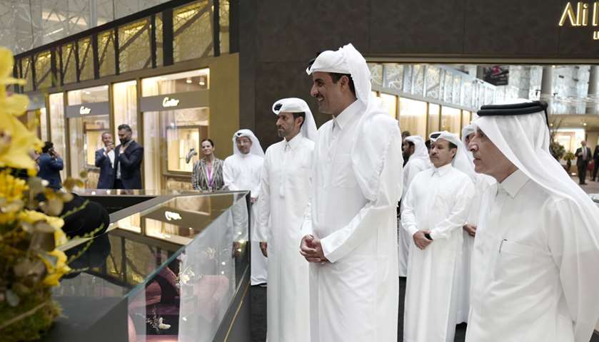 His Highness the Amir Sheikh Tamim bin Hamad Al-Thani tours Doha Jewellery and Watches Exhibition