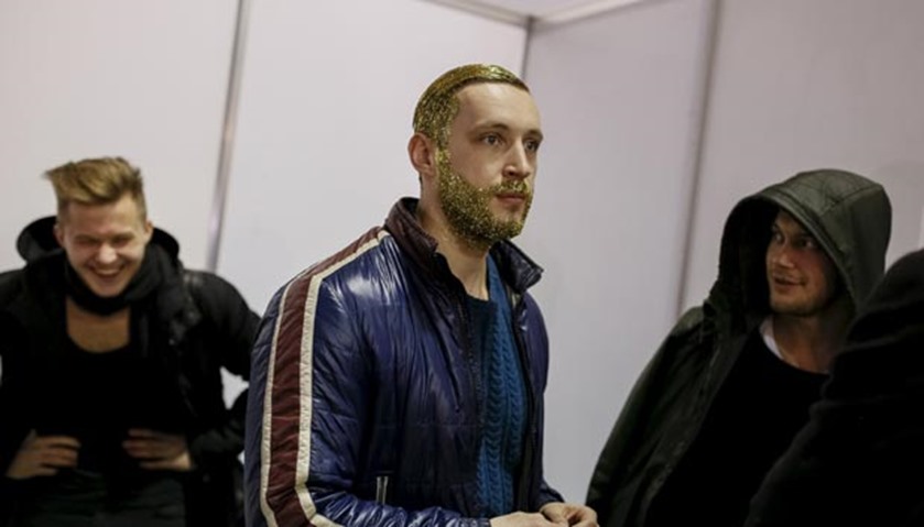 Models wait backstage during Ukrainian Fashion Week in Kiev