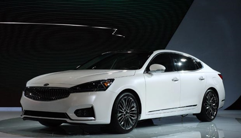 The 2017 model of the Kia Cadenza is introduced at the New York show at the Javits Center