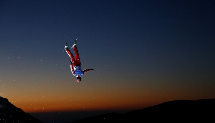 Men\'s Aerials training - Nicolas Gygax of Switzerland performs an aerial