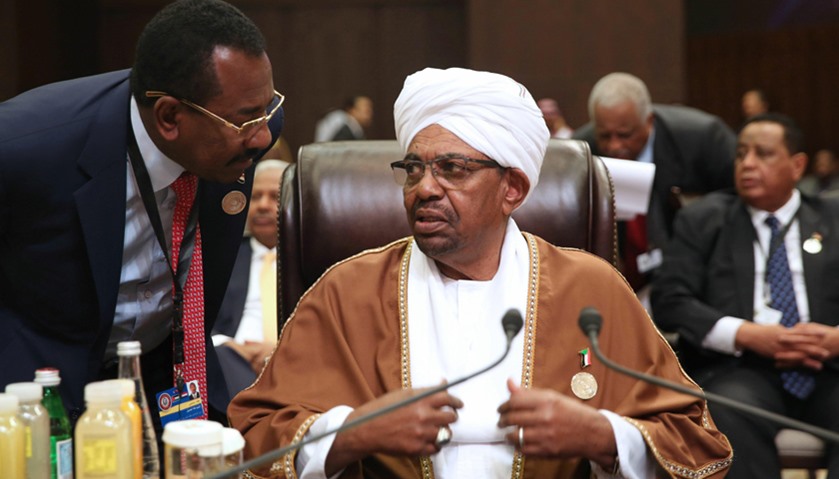 Sudanese President Omar al-Bashir attends talks of the Arab League summit