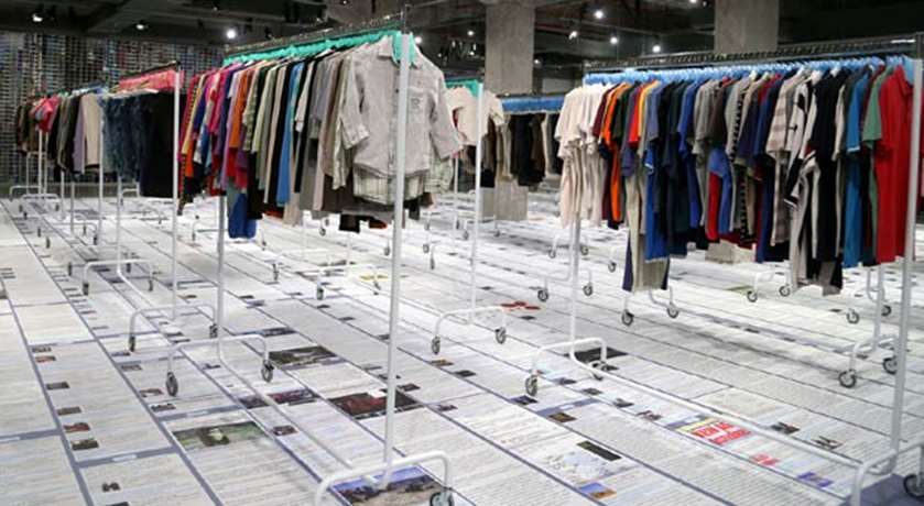 Laundromat exhibition displays some 2,046 items of clothing