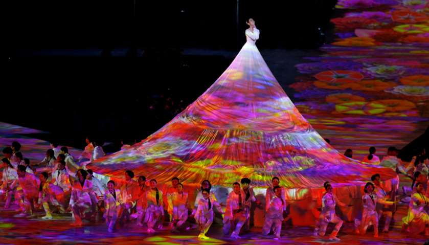 Artists perform during the closing ceremony for The Paralympic Winter Games in Pyeongchang