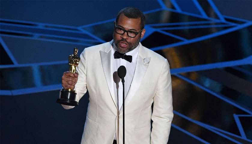 Director Jordan Peele delivers a speech after he won Oscar for Best Screenplay for \"Get Out\"