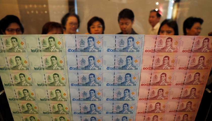 New baht bank notes at Bank of Thailand headquarters in Bangkok, Thailand