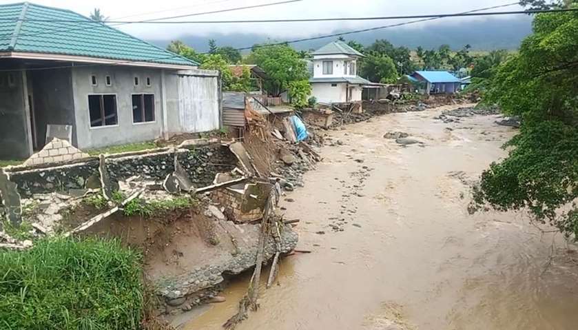 A general view shows the aftermath of a flood in Sentani, Papua providence, Indonesia