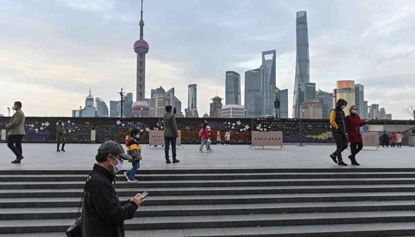 The promenade on the Bund along the Huangpu River in Shanghai