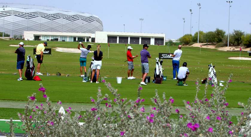 Golfers practice ahead of the Commercial Bank Qatar Masters at ECGC.  PICTURES: Jayan Orma