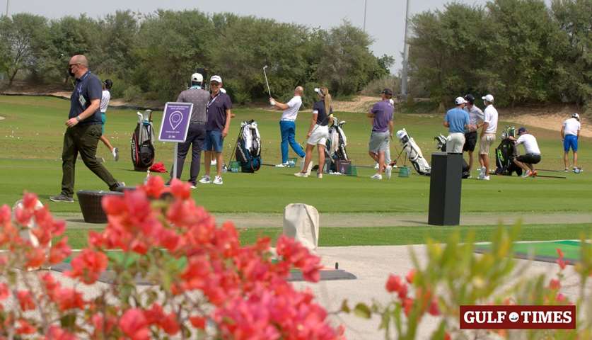 Golfers practice ahead of the Commercial Bank Qatar Masters at ECGC.  PICTURES: Jayan Orma
