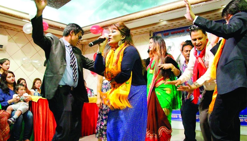 Jamuna Rana performed four songs at the Parbat Youth Society programme
