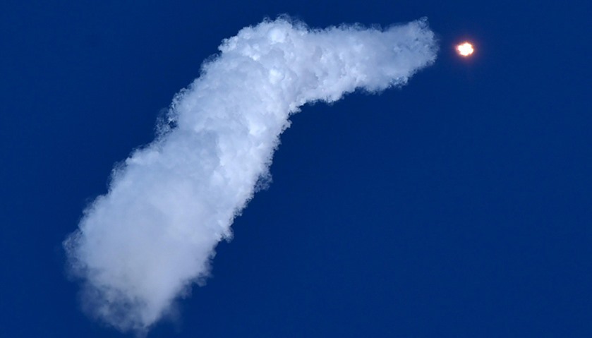 Russian rocket leaves a trail of smoke as it lifts off from the new Vostochny cosmodrome