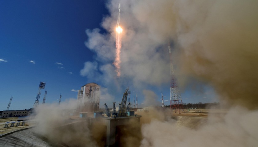 A Russian Soyuz 2.1a rocket lifts off  from the new Vostochny cosmodrome