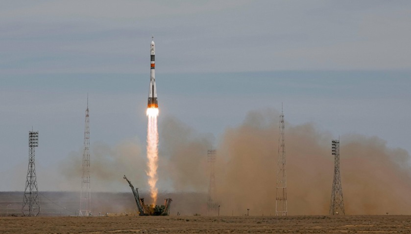 The Soyuz MS-04 spacecraft carrying the crew of Jack Fischer of the US and Fyodor Yurchikhin of Russ