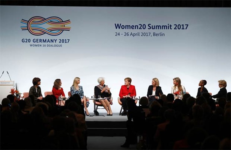 Ivanka Trump, Christine Lagarde, Angela Merkel, Queen Maxima and others attend a panel discussion