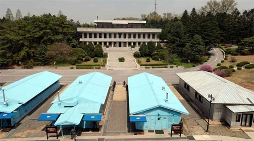 The truce village of Panmunjom in the Demilitarised zone dividing the two Koreas is seen on Thursday
