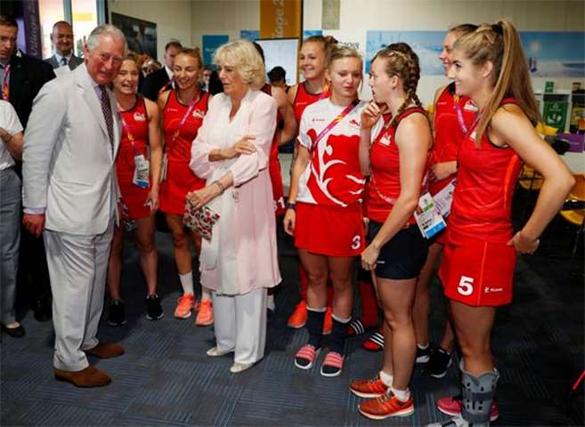 Prince Charles and Camilla meet England athletes at the Commonwealth Games athletes\' village