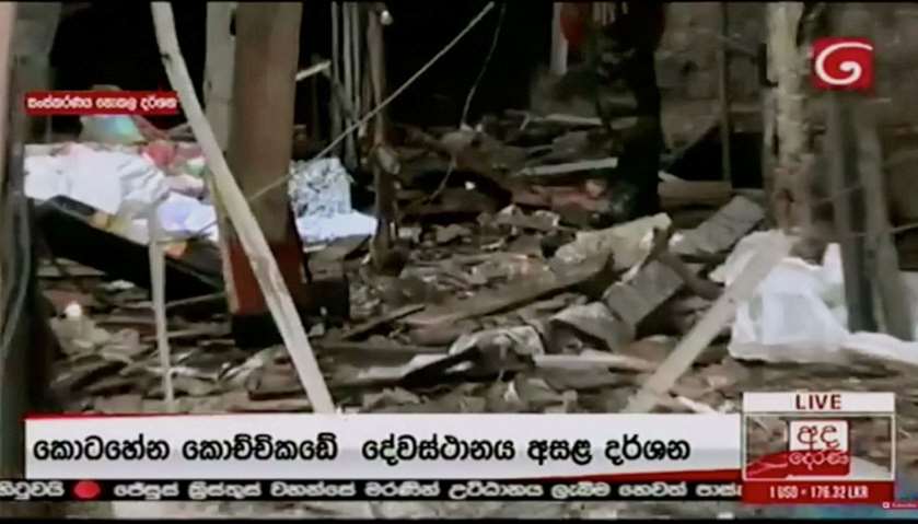 Debris is seen at St Anthony\'s church after explosions hit churches and hotels in Colombo (tv grab)