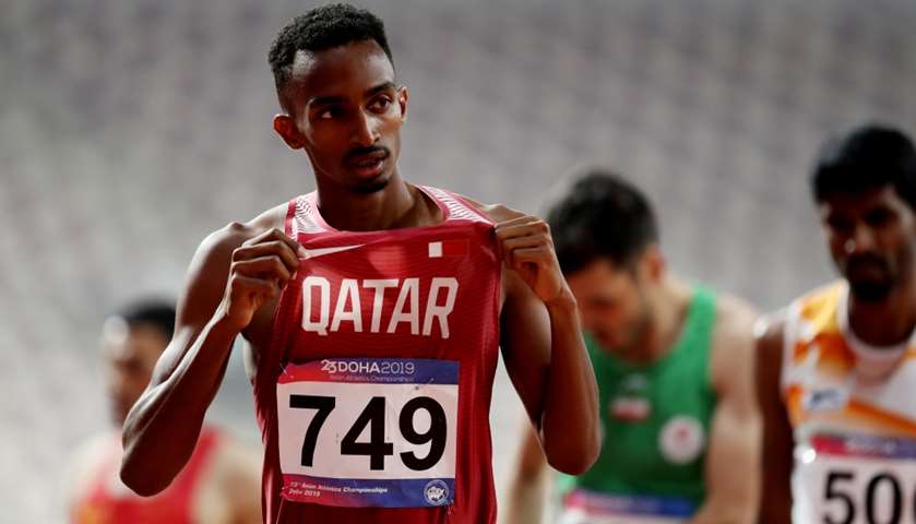 Qatar\'s Abubaker Haydar Abdalla after the Men\'s 800m