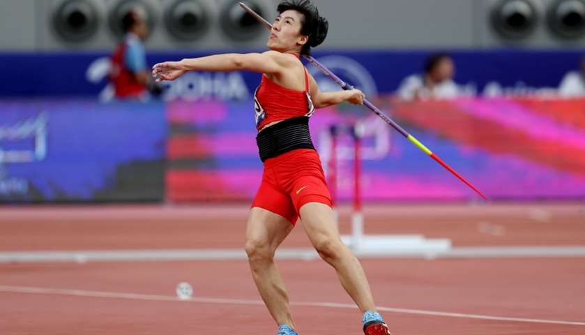 China\'s Lu Huihui in action during the Javelin