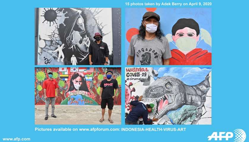 AFP presents a photo essay of 15 pictures by photographer Adek Berry of murals created by local arti
