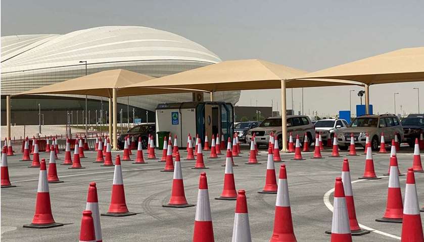 The drive-through vaccination centre in Al-Wakrah