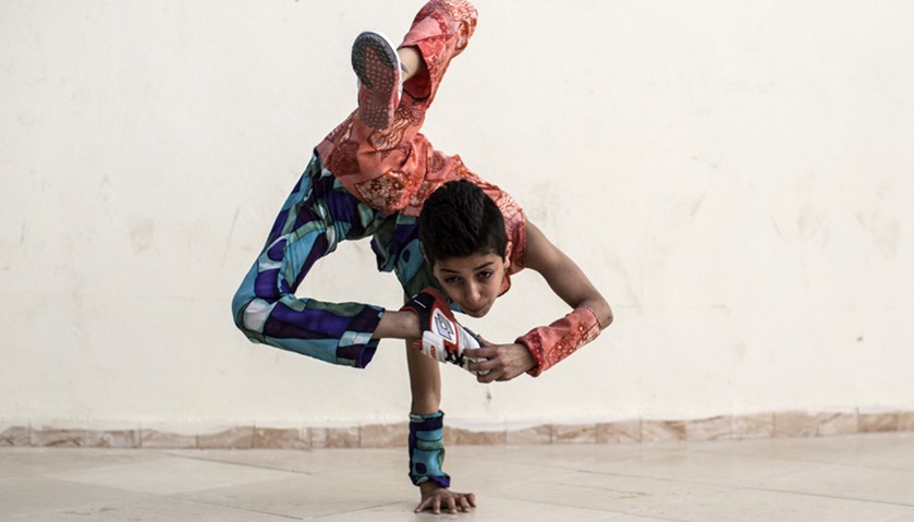Palestinian teenager Mohammed al-Sheikh, 12, shows his skills in Gaza city