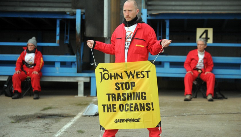 Greenpeace activists protest against fishing methods in Douarnenez, France