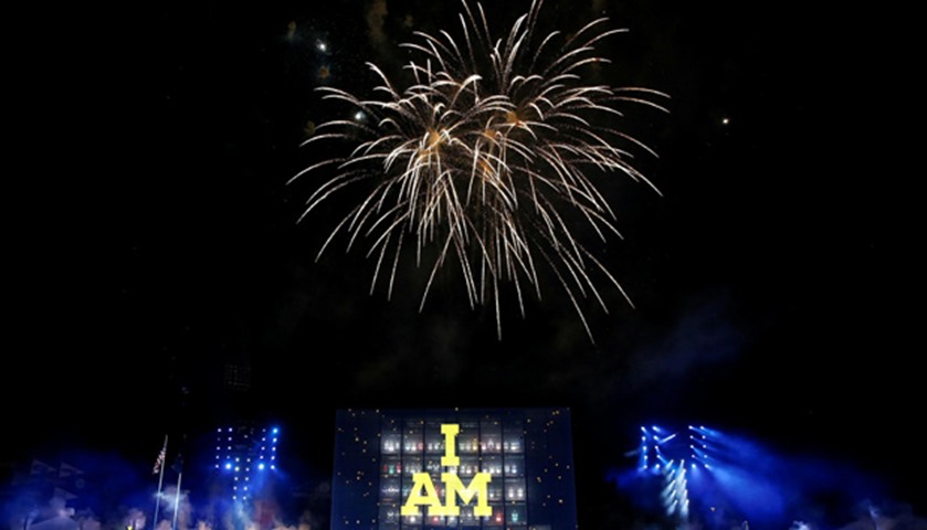 Fireworks are set off during the opening ceremonies of the Invictus Games in Orlando
