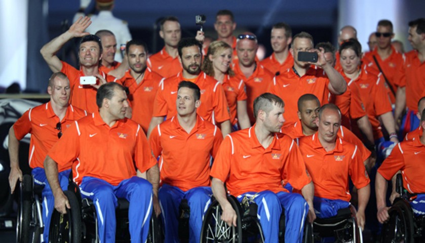 Members of the Netherlands team parade into the stadium during opening ceremonies for the 2016 Invic